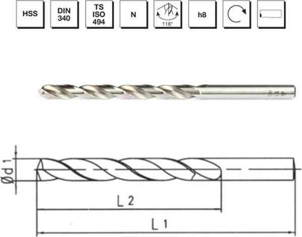 MTE Makina Takım 7.8 mm HSS DIN 340 Silindirik Saplı Uzun Matkap Ucu - B00007200780 - Image 1