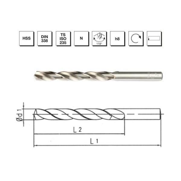 MTE Makina Takım 13.2 mm HSS DIN 338 Silindirik Saplı Matkap Ucu Taşlanmış - B00007001320 - Image 1