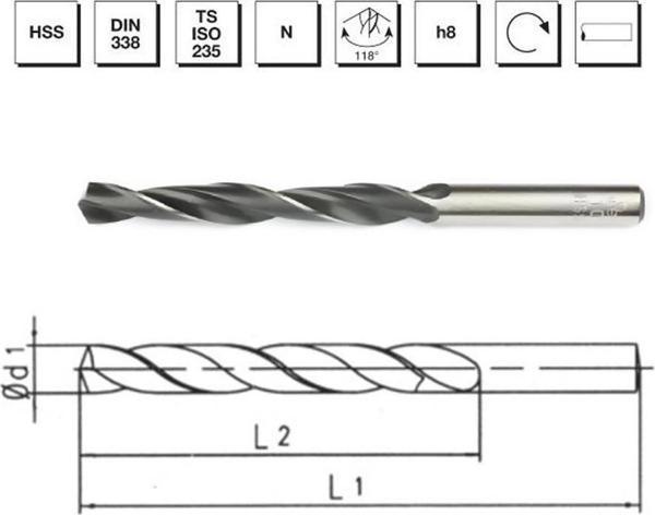 MTE Makina Takım 12.3 mm HSS DIN 338 Silindirik Saplı Matkap Ucu Haddeli - B00000011230 - Image 1
