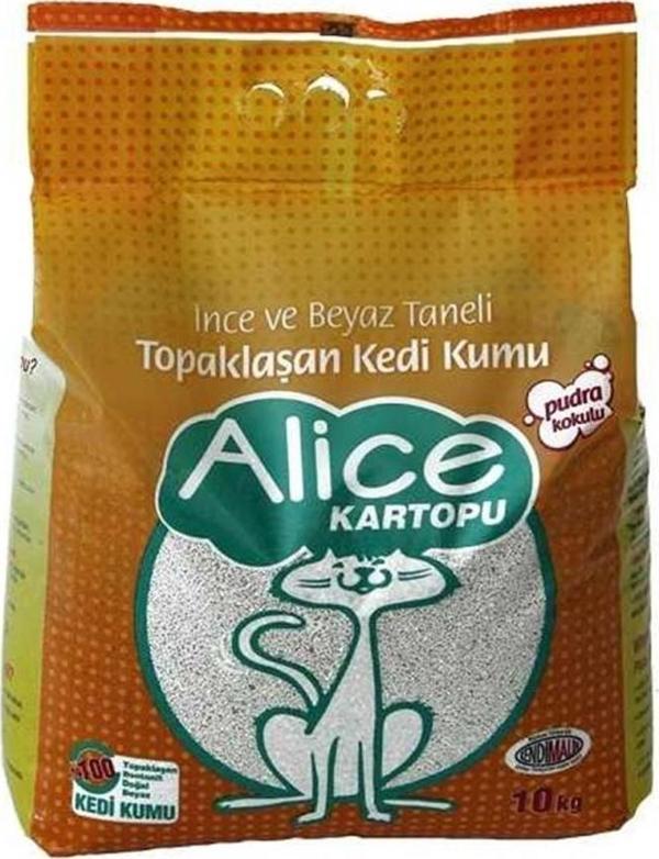 Alice Kartopu İnce Ve Beyaz Topaklaşan Kedi Kumu 10 Kg - Image 1