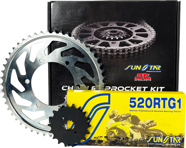 SUNSTAR ZİNCİR DİŞLİ SETİ DUCATI MONSTER 600cc ZİNCİR: SS520RTG1 Gold-102 ÖN DİŞLİ : JT 15T ARKA DİŞLİ: 46T 2000 - Image 1