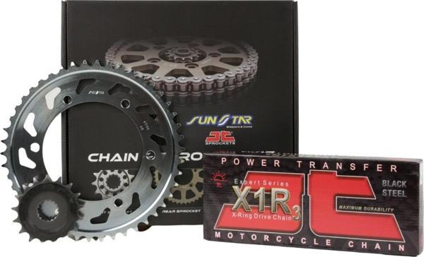 JT ZİNCİR DİŞLİ SETİ BAJAJ DOMINAR UG 400cc ZİNCİR: JT-520X1R3 Çelik-120 ÖN DİŞLİ: 15T ARKA DİŞLİ: SUNSTAR 45T 2017-2023 - Image 1