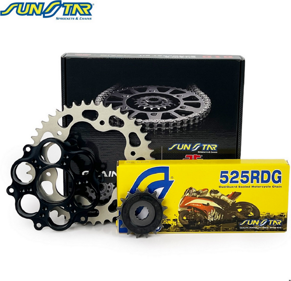 ZİNCİR DİŞLİ SETİ DUCATI EVO 848cc ZİNCİR: SUNSTAR 525RDG Çelik-98 ÖN-ARKA DİŞLİ: JT 15T-39T 2011-2013 - Image 1