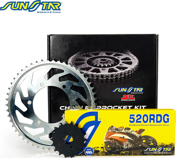 SUNSTAR ZİNCİR DİŞLİ SETİ DUCATI MONSTER 695cc ZİNCİR: 520RDG Çelik-102 ÖN DİŞLİ: JT 15T ARKA DİŞLİ: 42T 2006-20 - Image 1