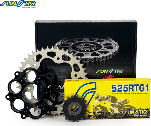 SUNSTAR ZİNCİR DİŞLİ SETİ DUCATI MONSTER 796cc ZİNCİR: 525RTG1 Gold-104 ÖN DİŞLİ: JT 15T ARKA DİŞLİ: 39T 2011-20 - Image 1