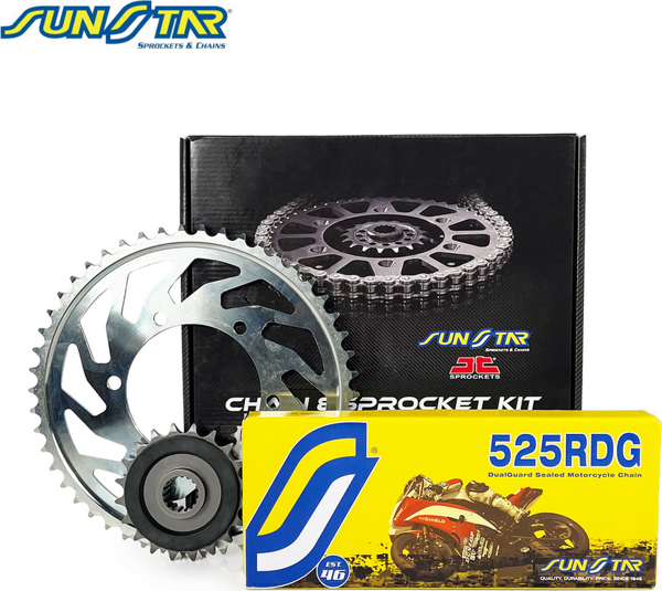 SUNSTAR ZİNCİR DİŞLİ SETİ KAWASAKI ZX-10R 1000cc ZİNCİR: 525RDG Çelik-114 ÖN DİŞLİ: JT 17T ARKA DİŞLİ: 39T 2016- - Image 1