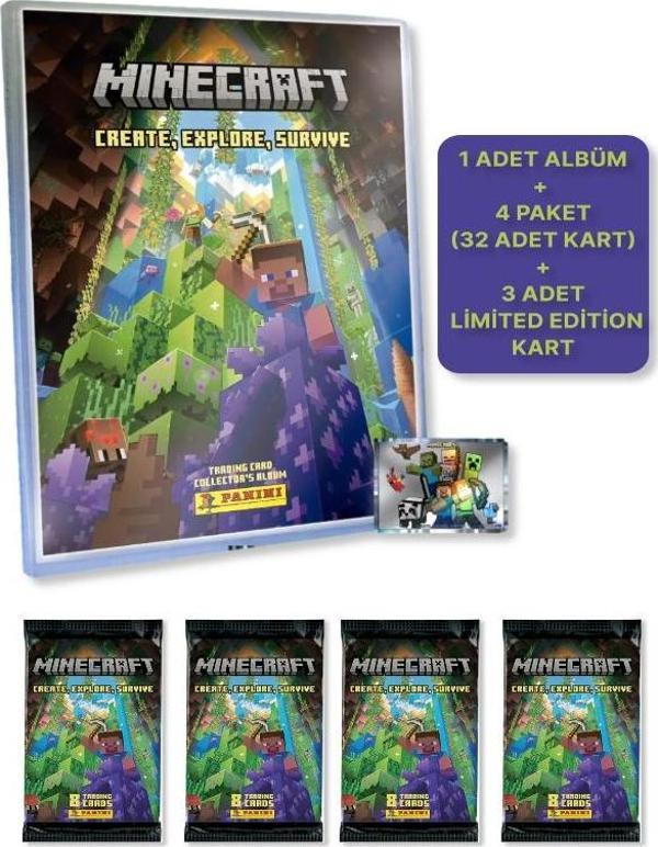 Panini Minecraft Create Explore Survive Starter Pack - Minecraft Başlangıç Paketi + 4 PAKET(35 Kart) - Image 1