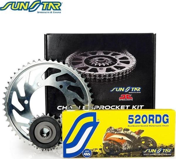 ZİNCİR DİŞLİ SETİ TRIUMPH DAYTONA 660cc ZİNCİR: SS520RDG Çelik-102 ÖN-ARKA DİŞLİ: JT15T-51T 2024 - Image 1