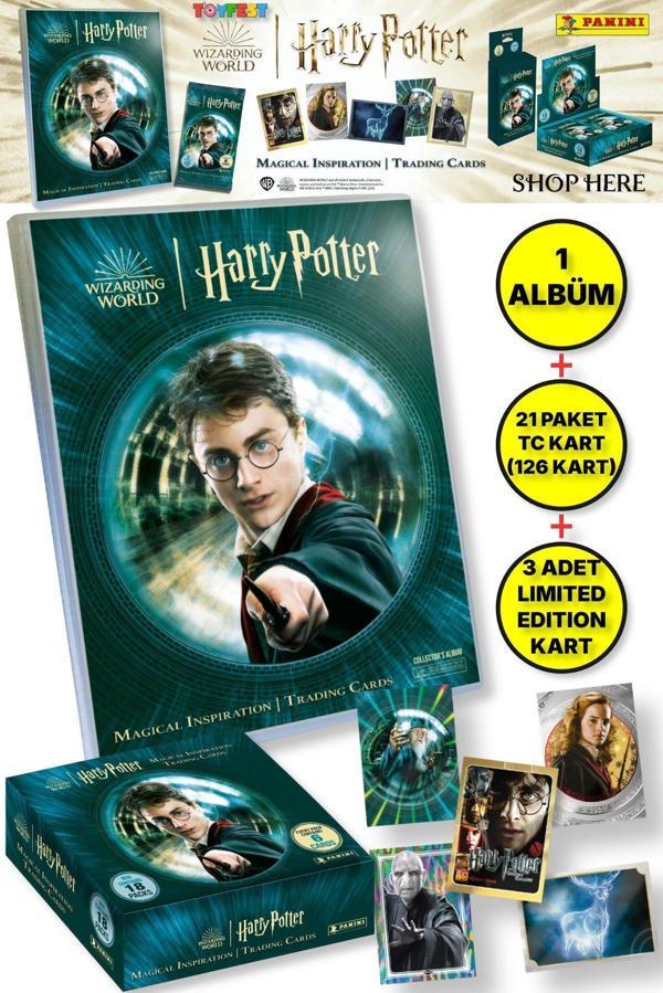 Panini Mega Başlangıç Harry Potter Albümü +21 Trading Kart Paketi (126 Kart) +3 Limited Edition Kart - Image 1