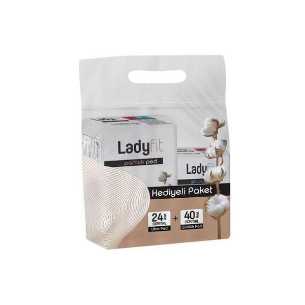 Lady Fit Cotton Ped Hediyeli Paket 24 Adet Normal Ultra Ped + 40 Adet Normal Günlük Ped - Image 1