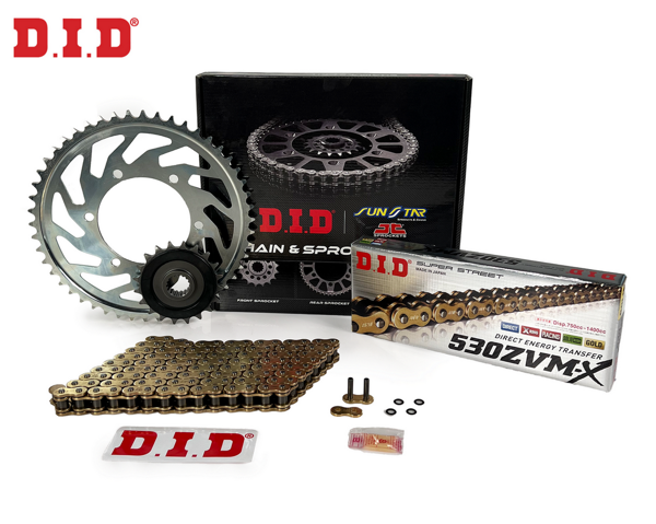 ZİNCİR DİŞLİ SETİ TRIUMPH DAYTONA 955cc ZİNCİR: DID-530ZVM-X Gold-106 ÖN-ARKA DİŞLİ: JT 18T-42T 2003-2006 - Image 1