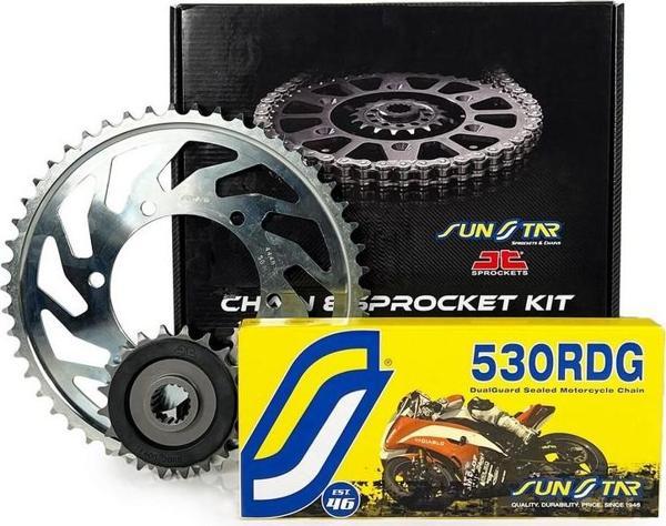 ZİNCİR DİŞLİ SETİ SUZUKI HAYABUSA GSX-R 1300cc ZİNCİR: SS530RDG Çelik-118 ÖN-ARKA DİŞLİ: JT18T-43T 2023-2024 - Image 1