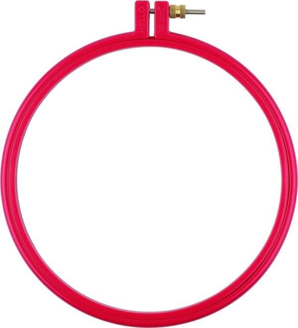 Vidalı Plastik Kasnak, Yuvarlak, Kırmızı Etamin Nakış Ve Punch Kasnak 19 Cm X 5 Adet - Image 1