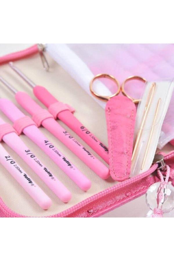 Etimo Rose 10'lu Pembe Yün Tığ Seti - Image 1