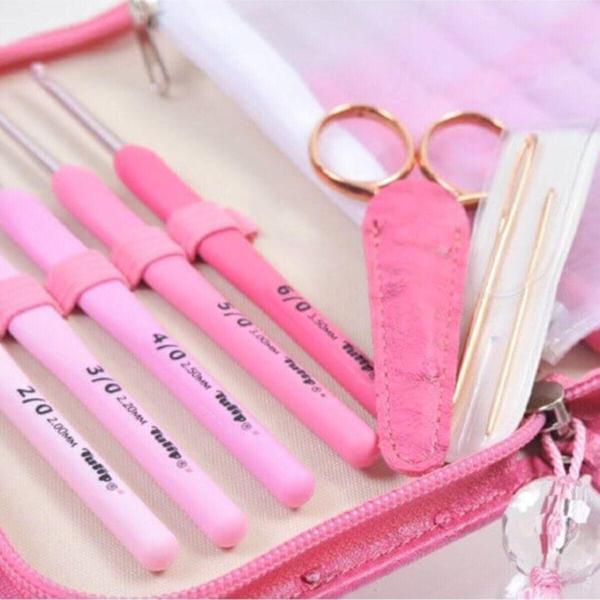 Etimo Rose 10'lu Pembe Yün Tığ Seti - Image 1