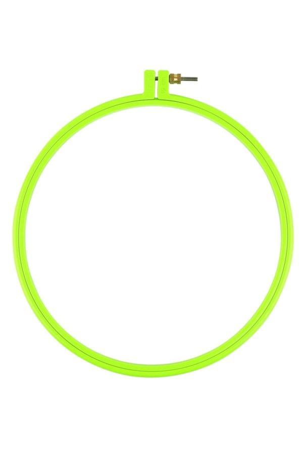 Vidalı Plastik Kasnak, Yuvarlak, Yeşil Etamin Nakış Ve Punch Kasnak 19 Cm - Image 1