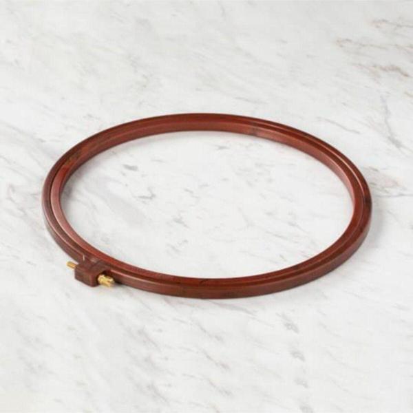 Vidalı Plastik Kasnak, Yuvarlak, Bronz Kahve Etamin Nakış Ve Punch Kasnak 19 Cm - Image 1