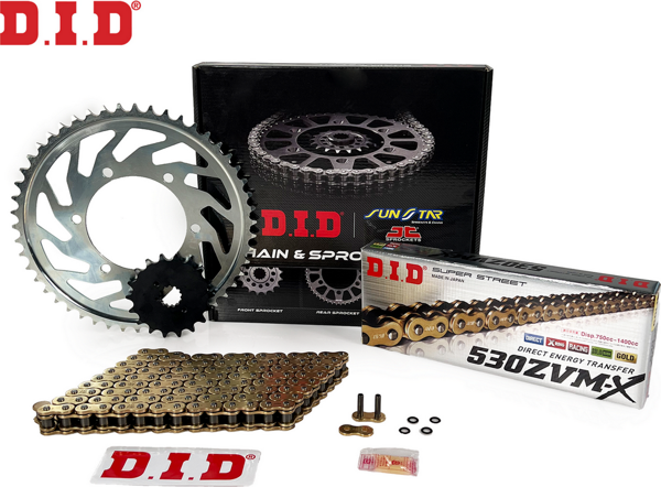 ZİNCİR DİŞLİ SETİ SUZUKI GSX-R 1000cc ZİNCİR: DID-530ZVM-X Gold-112 ÖN-ARKA DİŞLİ: SUNSTAR 17T-43T 2007-2008 - Image 1