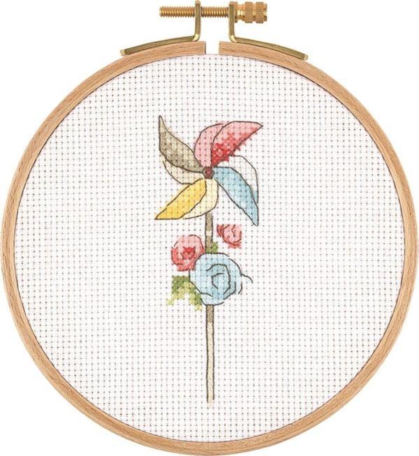 Tuva Kanaviçe Ahşap Kasnaklı Kit Rüzgar Gülü E1302 12.5 Cm - Image 1