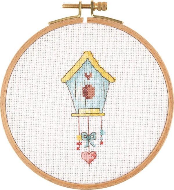 Tuva Kanaviçe Ahşap Kasnaklı Kit Kuş Yuvası E1303 12.5 Cm - Image 1