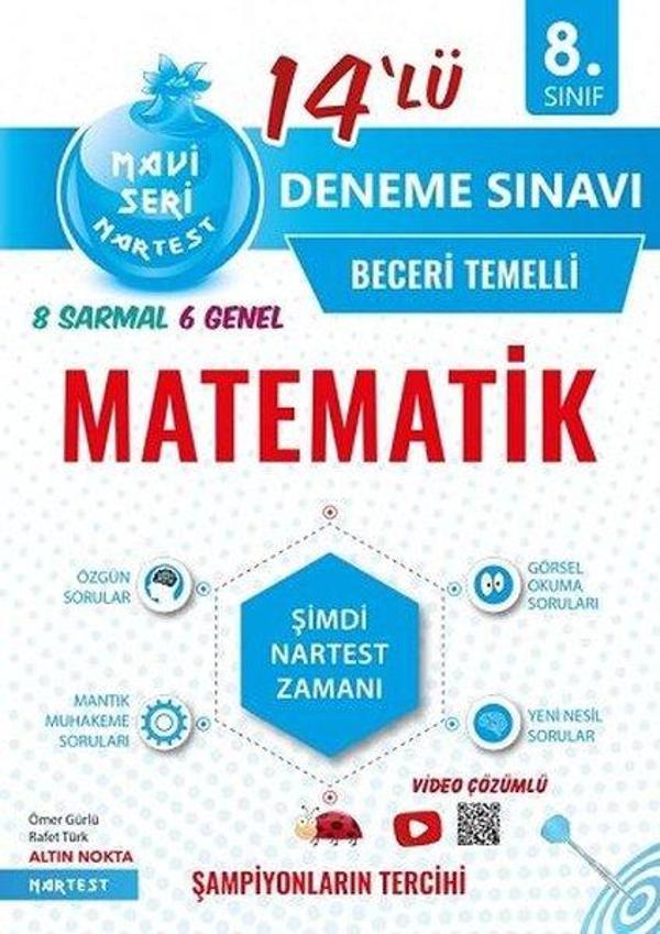 8. Sınıf Mavi Matematik 14 Deneme Sınavı - Nartest Yayınevi - Image 1