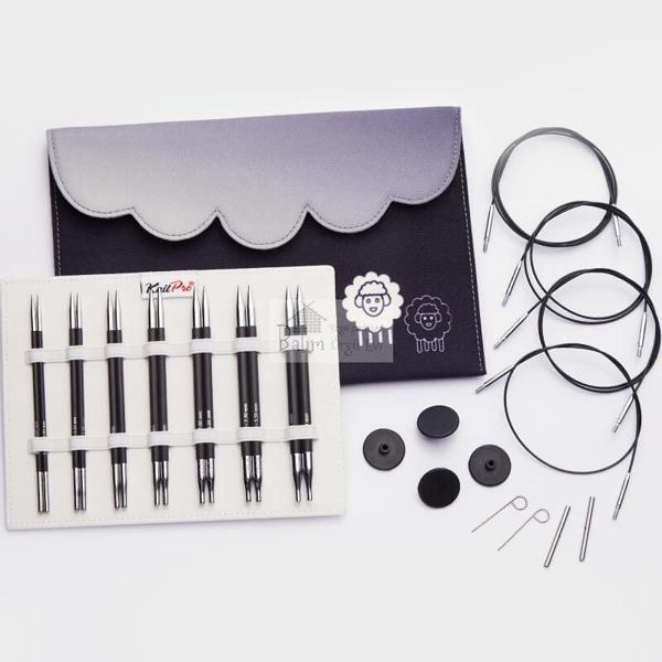KnitPro Karbonz Deluxe Değiştirilebilir Misinalı Şiş Seti + Balım Örgü Evi Şiş Ölçer 41631 - Image 1