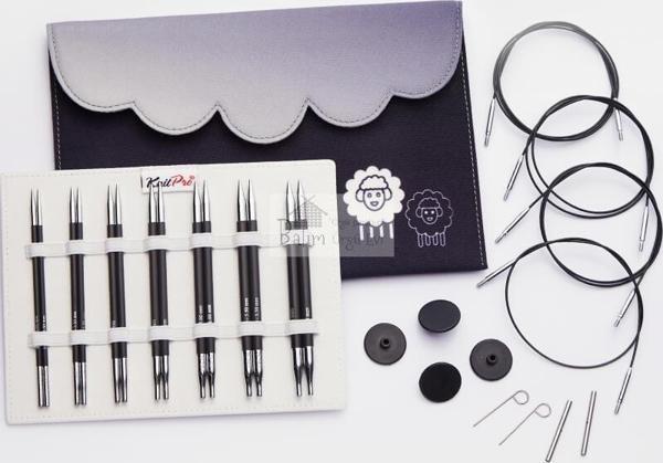 KnitPro Karbonz Deluxe Değiştirilebilir Misinalı Şiş Seti + Balım Örgü Evi Şiş Ölçer 41631 - Image 1