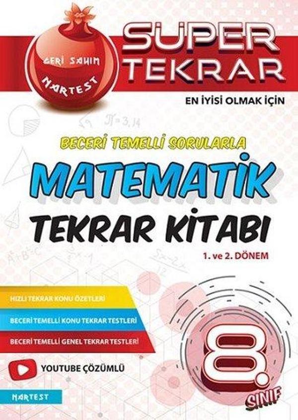8. Sınıf Kırmızı Matematik Soru Bankası Süper Tekrar Kitabı - Nartest Yayınevi - Image 1