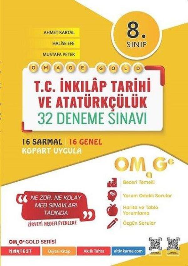 8. Sınıf Omage Gold T.C. İnkılap Tarihi Ve Atatürkçülük 32 Deneme Sınavı - Omage - Image 1