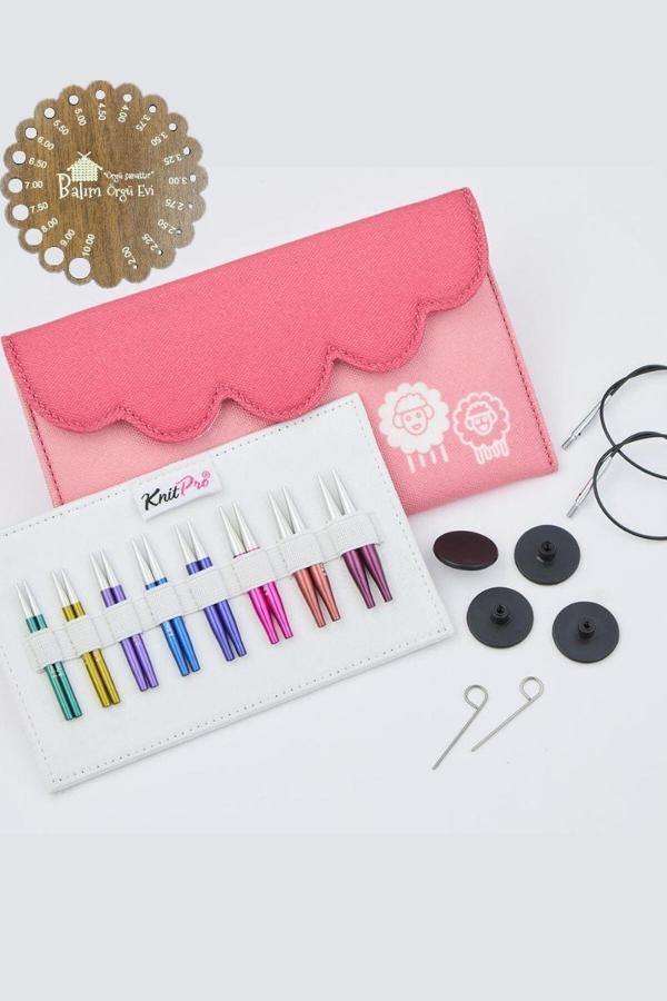 Knitpro Zing Mini 5cm Değiştirilebilir Misinalı Şiş Seti 47432 + Balım Örgü Evi Şiş Ölçer Hediyeli - Image 1