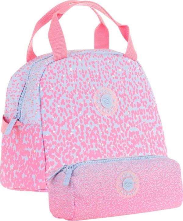 Kaukko Dots Beslenme Çantası + Kalemlik Seti Pembe, Nokta Desenli, Kız Çocuk - Image 1