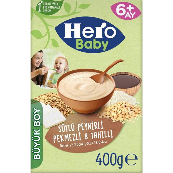 Hero Baby Sütlü Peynirli Pekmezli 8 Tahıllı Kaşık Mama 400 gr 2'li Paket - Image 1