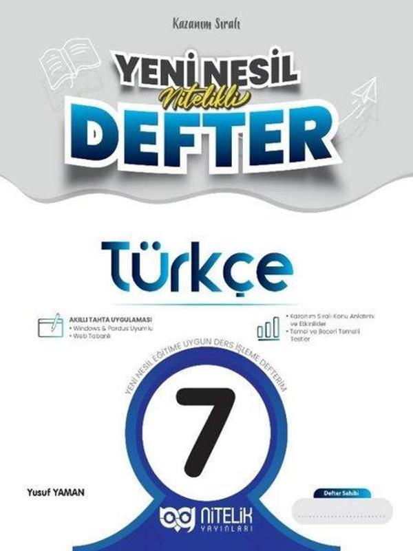 7.Sınıf Türkçe Yeni Nesil Nitelikli Defter - Nitelik Yayınları - Image 1