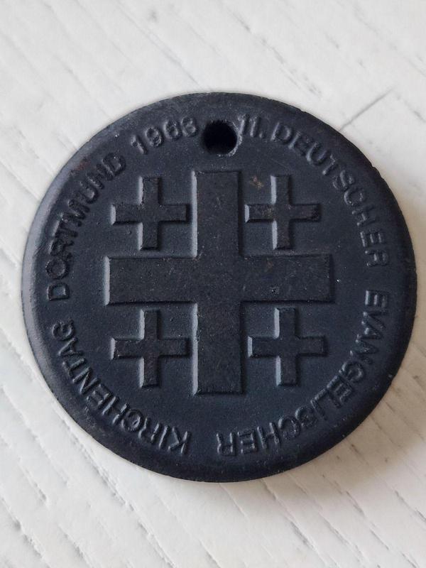 Edi Antik 1963 Dortmund Evanjelik Kilise Madalya. 3.5Cm Porselen Alman Madalya. Nadir - Image 1