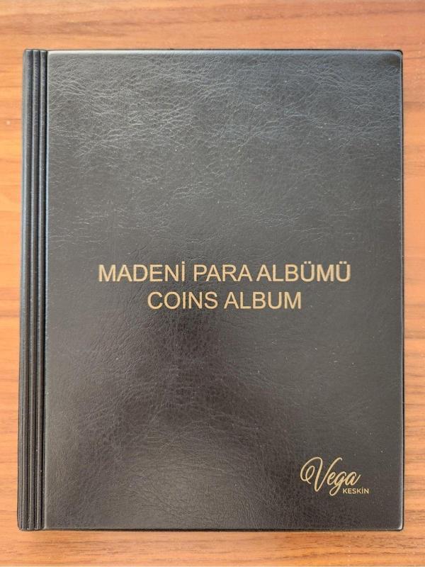 Edi Antik 200 Adet Yerli Madeni Para Albümü Koleksiyon Siyah. Toplam 10 Sayfa. Her Sayfada 20 Madeni Para Kon - Image 1