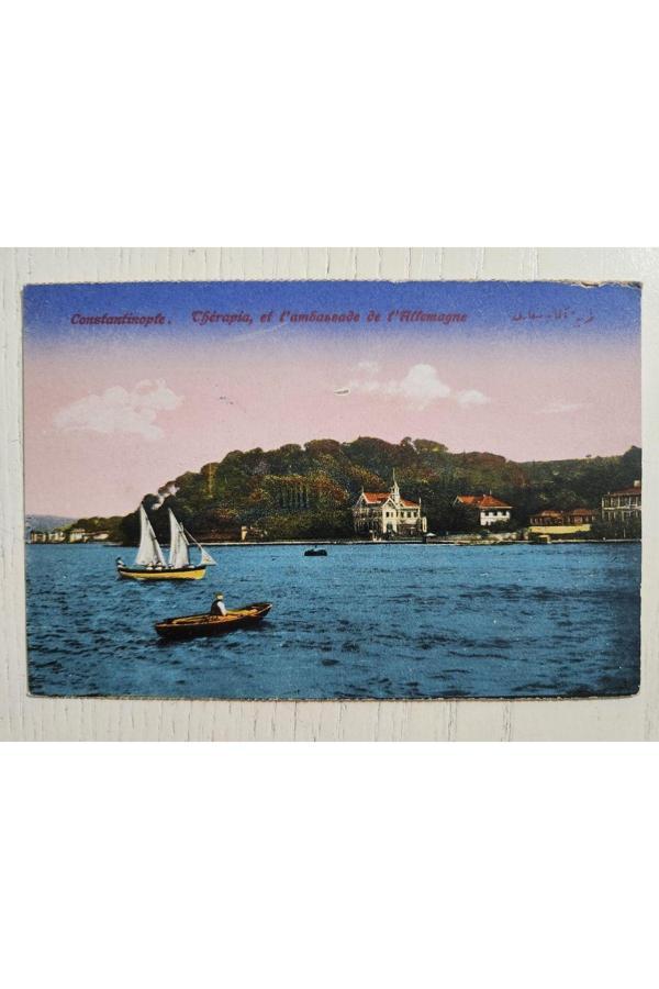 Edi Antik Osmanlı Dönem Osmanlıca Tarabya Alman Konsolosluğu Kartpostal. Temiz Durumda Osmanlıca Yazılı - Image 1