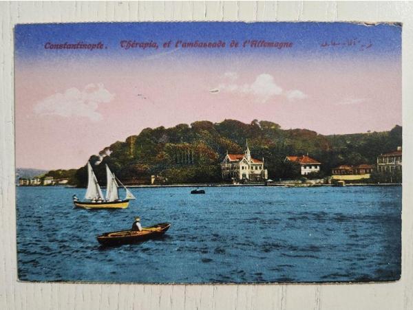 Edi Antik Osmanlı Dönem Osmanlıca Tarabya Alman Konsolosluğu Kartpostal. Temiz Durumda Osmanlıca Yazılı - Image 1