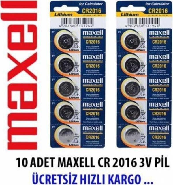 Maxell 10 Adet X Cr2016 3V Pil , Dl2016 3 Volt Lityum Pil , Cr2016 3Volt Lıthuım Pil Ücretsiz Kargo - Image 1