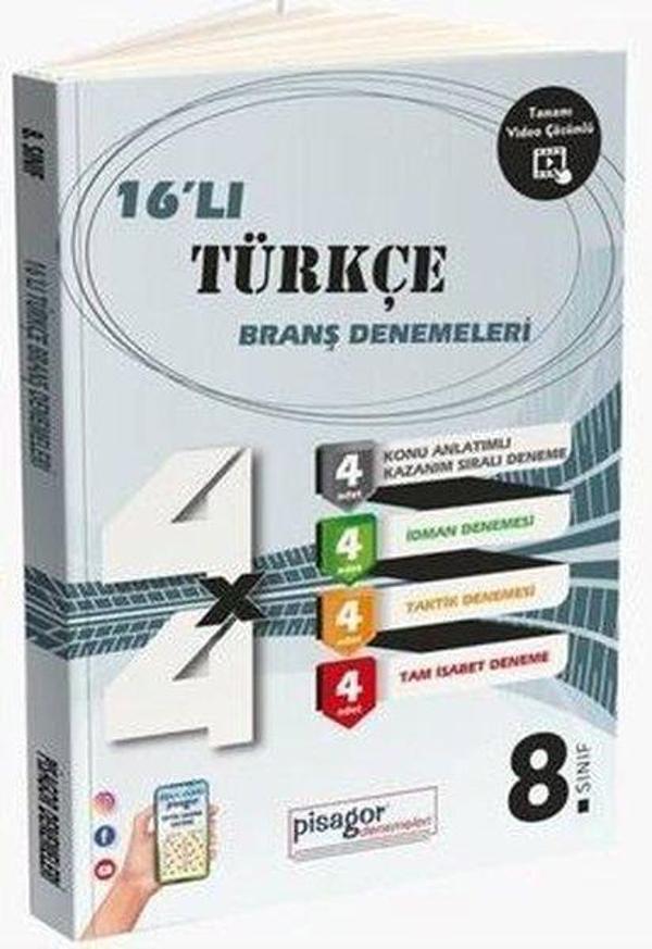 8. Sınıf Pisagor Türkçe 16'lı Branş Denemeleri - Zeka Küpü Yayınları - Image 1