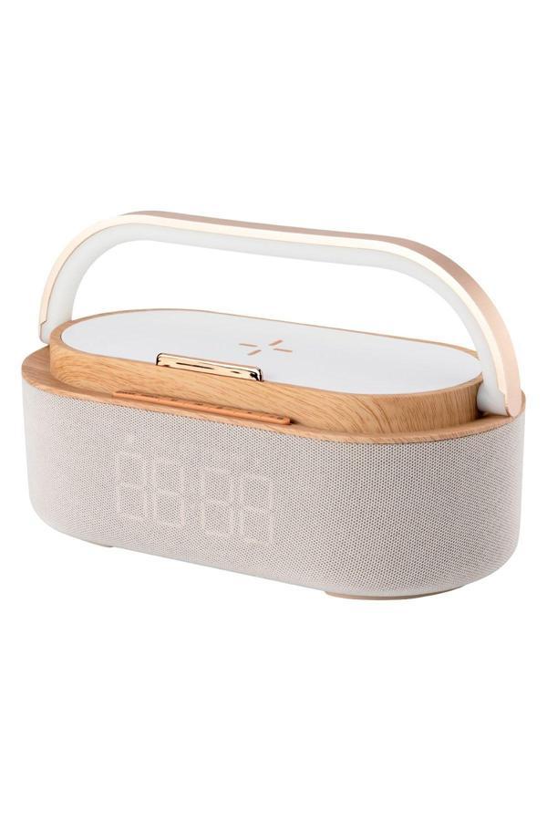 Boğazören Taşıma Kulplu Kablosuz Sarj Özellikli Led Işıklı Dijital Saat Speaker Hoparlör ( 1+1 Hd Ses Sistemi) - Image 1