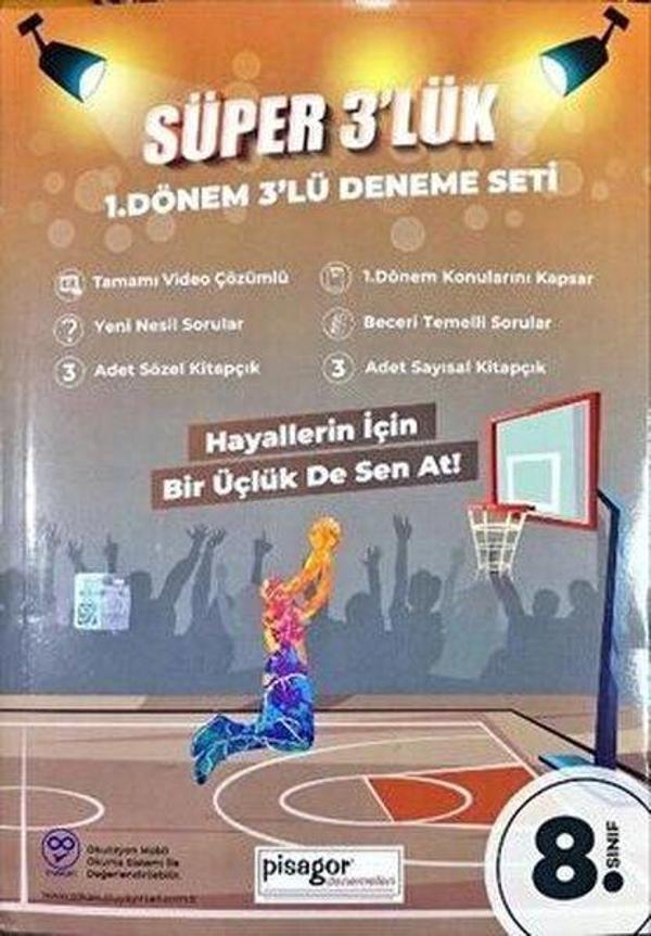 8. Sınıf Pisagor Süper 3lük 1. Dönem Deneme Seti - Zeka Küpü Yayınları - Image 1