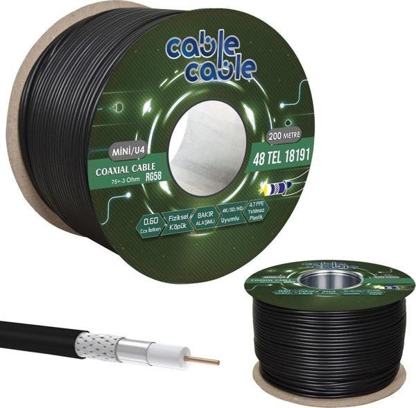Cable Cable Anten Kablosu Rg58/U4 Mini Siyah 200Mt Cablecable - Image 1
