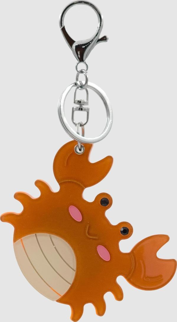 Lobster Klipsli Açılır Aynalı Yengeç Çanta Charmı Turuncu - Image 1