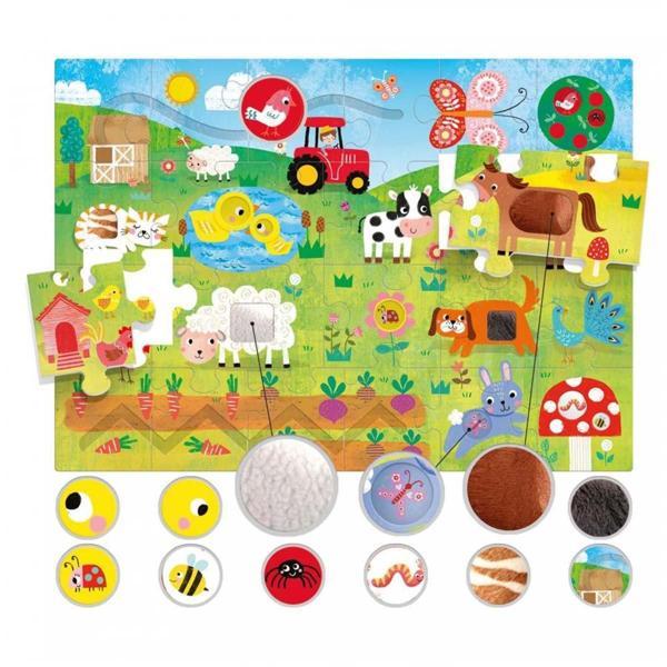 Headu Tactile Kabartma Boyalı 21 Parça Çiftlik Puzzle - Image 1
