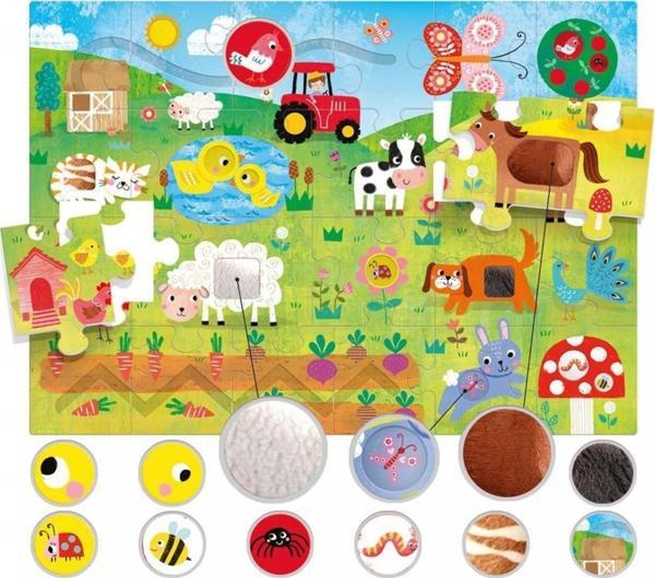 Headu Tactile Kabartma Boyalı 21 Parça Çiftlik Puzzle - Image 1