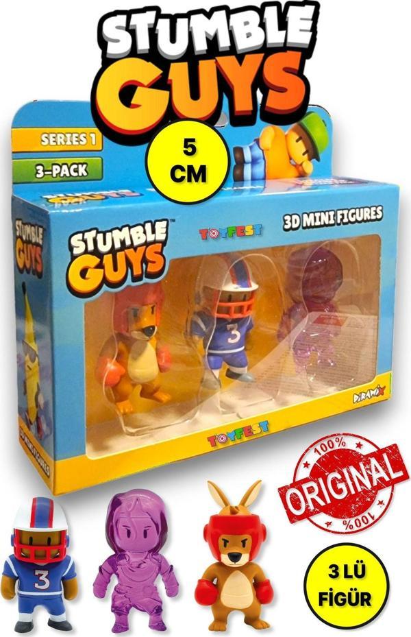 Stumble Guys Seri 1 - 3D Mini 3 lü Figür Seti - 3 ADET Boxing Roo Quarterback Amethyst Nyx - 5 cm - Image 1