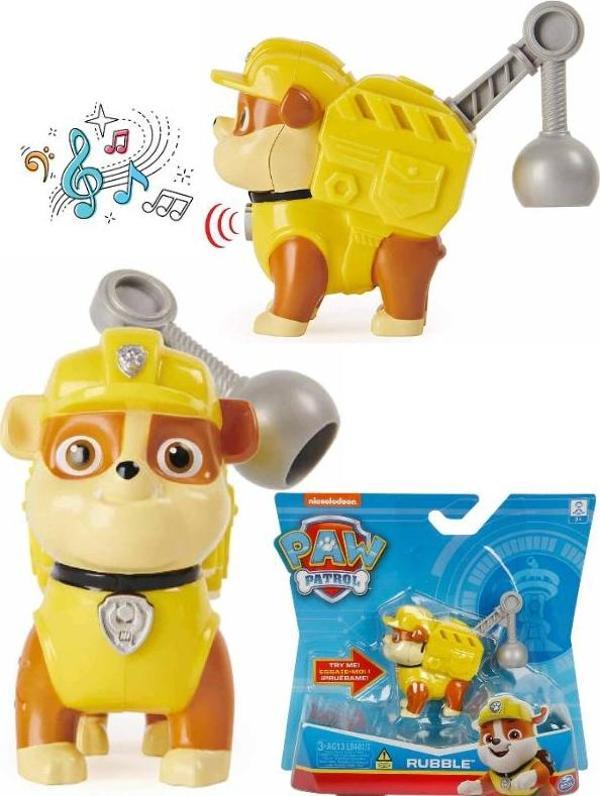 Paw Patrol Müzikli ve Rozetli Kahramanlar - Rubble - 10 cm - Image 1