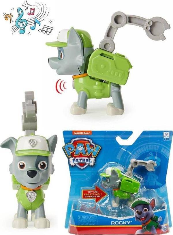Paw Patrol Müzikli ve Rozetli Kahramanlar - Rocky - 10 cm - Image 1