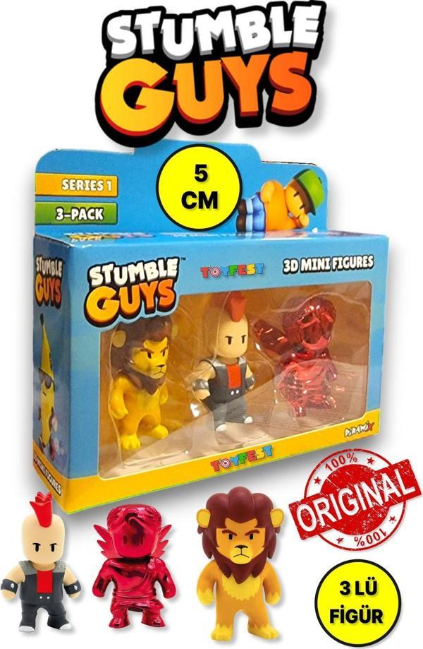 Stumble Guys Seri 1 - 3D Mini 3 lü Figür Seti - 3 ADET Leonidas Punk Dude Ruby Cupid - 5 cm - Image 1