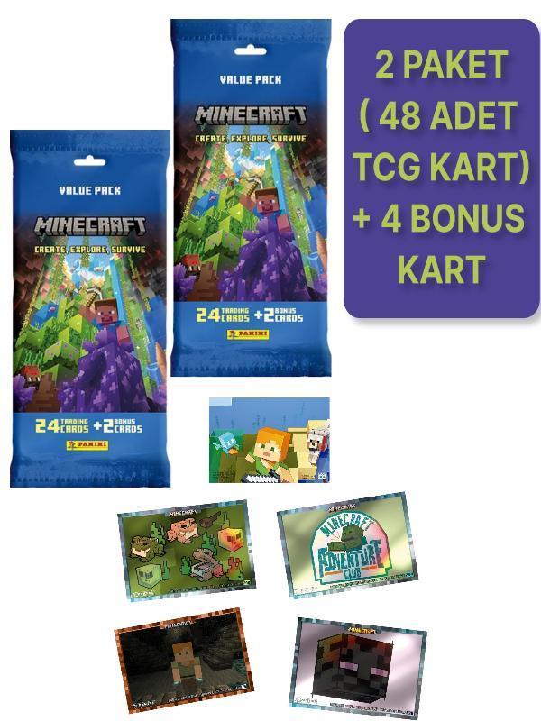 Panini Minecraft Create Explore Survive Trading Card - Fat Pack Kartı + 2 PAKET ( 52 Kart ) - Image 1
